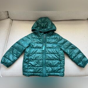 Primary Green Puffer Jacket for Kids